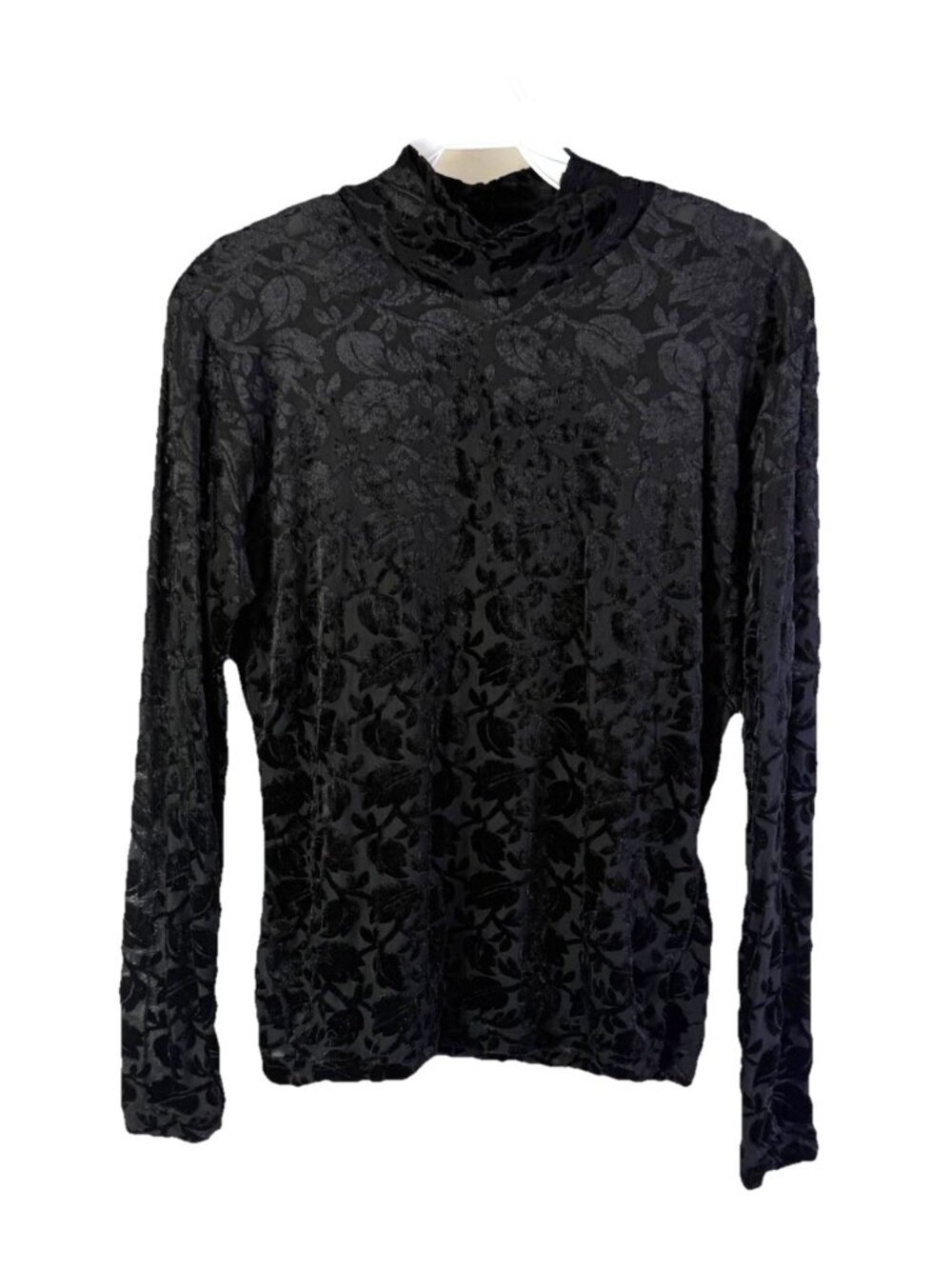 Vintage 90s Burnout Floral Sheer Shirt Top Black Whimsigoth Dark Romantic